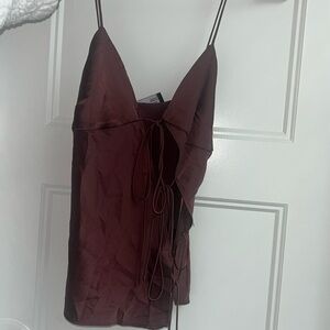 Brown Silk Tie Top NWT